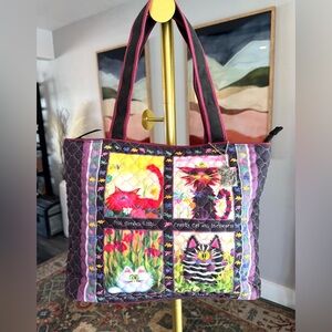 Bradford Exchange Colorful Cat-Themed Quilted Tote Bag